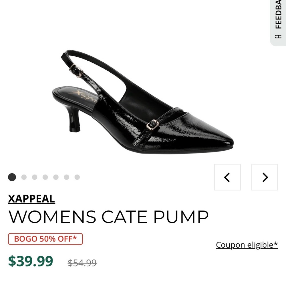 X-Appeal Glossy Black Slingback Heels